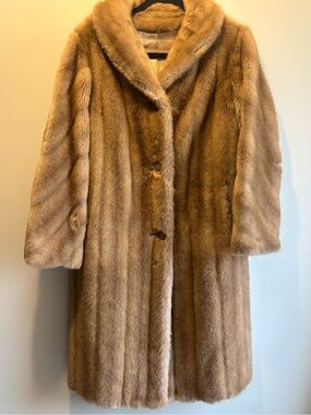 Vintage Mincara Russel Taylor Faux Mink Fur Coat - Full Length Union Tag USA